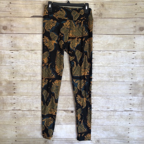 LuLaRoe NWOT Leggings Map Print - Picture 2 of 3